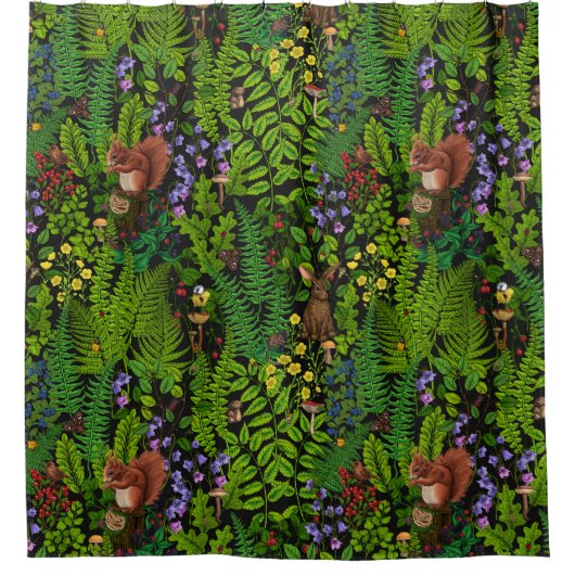 森林伐採と植物 シャワーカーテン (正面)