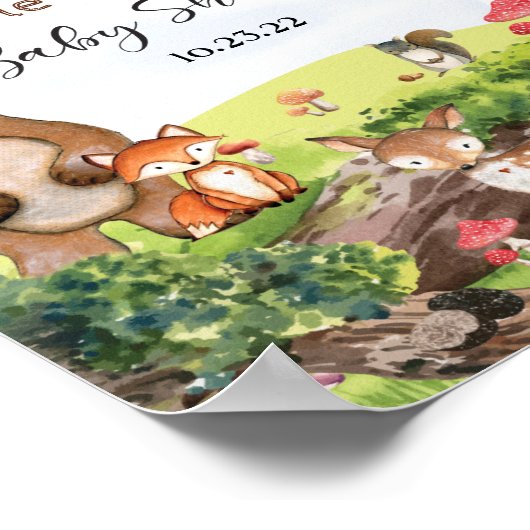 森林内の森林動物の標識 ポスター (角)