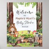 森林内の森林動物の標識 ポスター (正面)