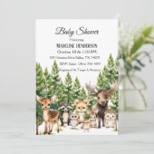 森林内の森林動物ベビーシャワー招待状 招待状 (スタンド正面)