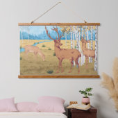 森林内ヴィンテージ動物 吊り下げ型タペストリー (寝室)