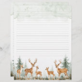 森林内水彩鹿の文房具紙 (正面/裏面)