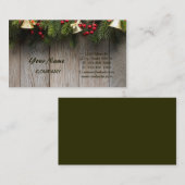 森林冬のクリスマスの納屋の木製のマツ枝 名刺 (正面/裏面)