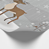 森林冬の不思議の国の鳥およびシカ ラッピングペーパー (角)