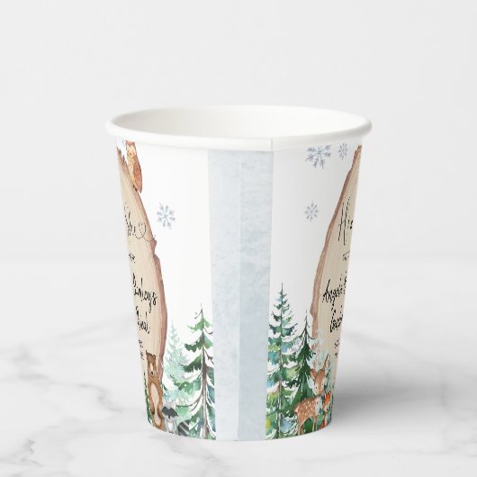 森林冬の動物の森のジェンダーが明らかにする 紙コップ (右)