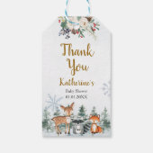 森林冬の動物の森の赤ちゃんシャワー ギフトタグ (裏面)