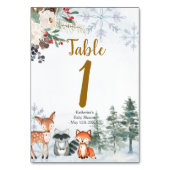 森林冬の動物の森の赤ちゃんシャワー テーブルナンバー (正面)