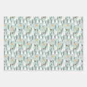 森林冬の動物の鹿の中性の土の色 ラッピングペーパーシート (正面3)