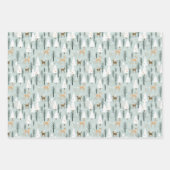 森林冬の動物の鹿の中性の土の色 ラッピングペーパーシート (正面2)