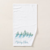 森林冬の雪の水の色のクリスマス バスタオルセット (ハンドタオル)