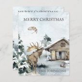 森林冬ウッドランドキャビン予算クリスマス (正面/裏面)