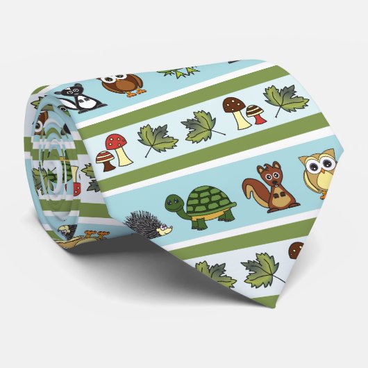森林創造物のプリント ネクタイ (ロール)