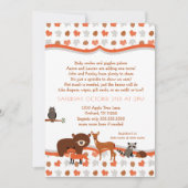 森林創造物の秋の中立ベビーは振りかけます 招待状 (正面)