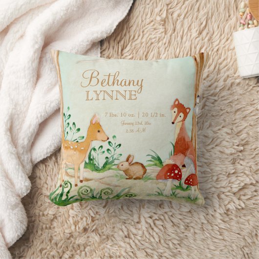 森林創造物動物のシカのキツネのウサギのフクロウの芸術 クッション (ブランケット)