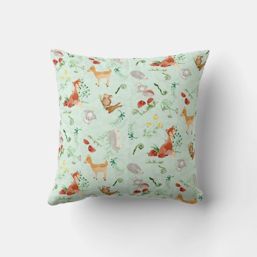 森林創造物動物のシカのキツネのウサギのフクロウの芸術 クッション (裏面)