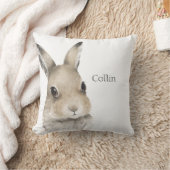 森林動物うさぎ水色タイポグラフィ名 クッション (ブランケット)