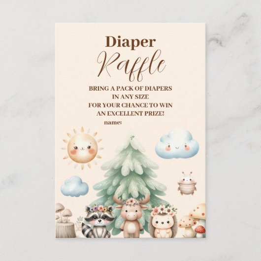 森林動物おむつラッフル エンクロージャーカード (正面)
