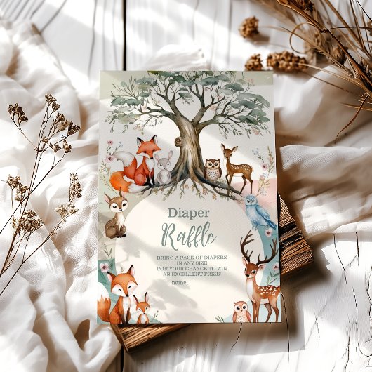 森林動物おむつラッフル エンクロージャーカード