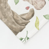 森林動物くまおよびウサギ + 名前 フリースブランケット (角)