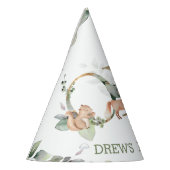 森林動物たち，緑で1歳の誕生日を過ごす少女 パーティーハット (左)