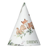 森林動物たち，緑で1歳の誕生日を過ごす少女 パーティーハット (左)