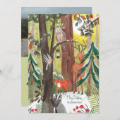 森林動物と緑の森クリスマス写真 シーズンカード (正面/裏面)
