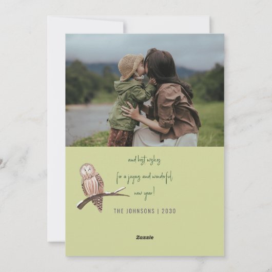 森林動物と緑の森クリスマス写真 シーズンカード (裏面)