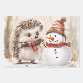 森林動物と雪だるま ラッピングペーパーシート (正面3)