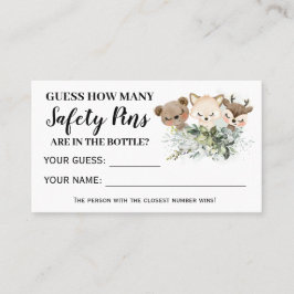 森林動物どのくらいの安全ピンベビーゲームカード プレイスカード