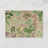 森林動物のおむつのラッフルの緑の草木の森林 エンクロージャーカード (裏面)