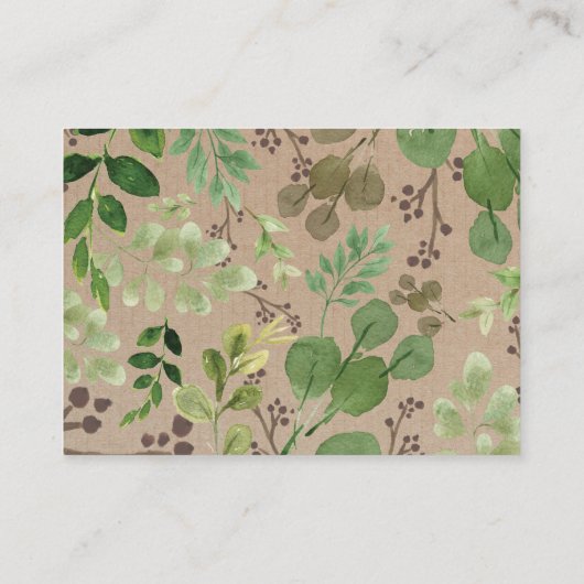 森林動物のおむつのラッフルの緑の草木の森林 エンクロージャーカード (裏面)