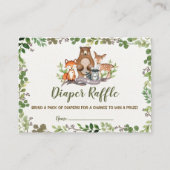 森林動物のおむつのラッフルの緑の草木の森林 エンクロージャーカード (正面)