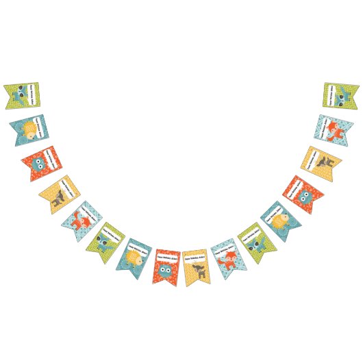 森林動物のかわいい誕生会の旗布の旗 バンティングフラッグ (全)