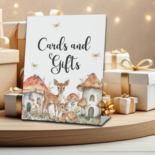 森林動物のカードとギフト 台座サイン