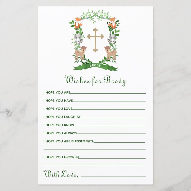 森林動物のクレストのバプテスマがベビーを願う (正面)