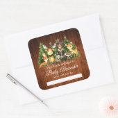 森林動物のシャワーブックラベ素朴ル スクエアシール (封筒)