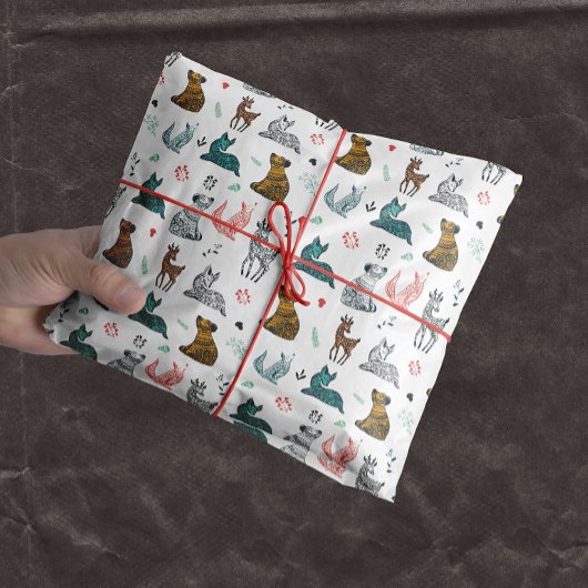 森林動物のドードルパターン |白 薄葉紙