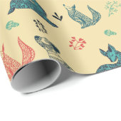 森林動物のドードルパターン |黄色 ラッピングペーパー (ロールコーナー)