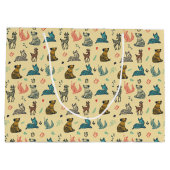 森林動物のドードルパターン |黄色 ラージペーパーバッグ (裏面)