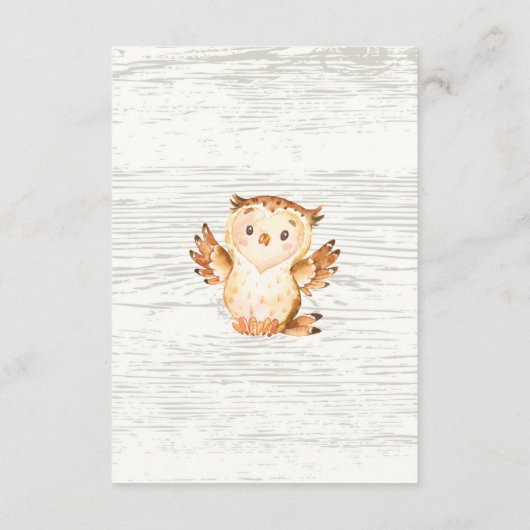 森林動物のベビーのための中立ベビーシャワーの本 エンクロージャーカード (裏面)