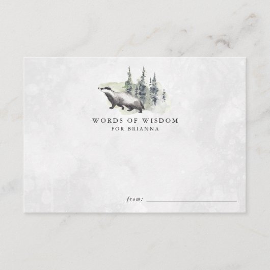 森林動物のベビーシャワーのアドバイスカード エンクロージャーカード (正面)