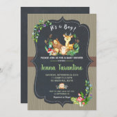 森林動物のベビーシャワーの招待状の男の子 招待状 (正面/裏面)