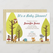 森林動物のベビーシャワーの招待状 招待状 (正面/裏面)