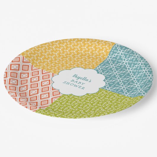 森林動物のベビーシャワーの装飾 ペーパープレート (アングル)