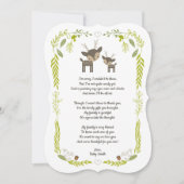 森林動物のベビーシャワーはノート感謝していしています + 詩 サンキューカード