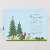 森林動物のベビーシャワー 招待状 (正面/裏面)