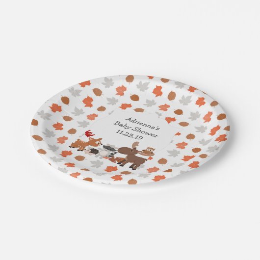 森林動物のベビーシャワー/誕生会 ペーパープレート (アングル)