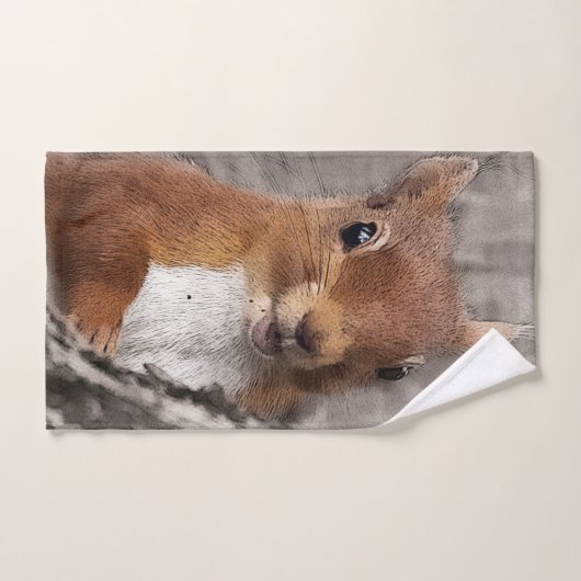 森林動物のリス バスタオルセット (ハンドタオル)
