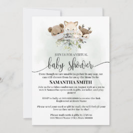 森林動物の仮想ベビーシャワーウッドランド動物 招待状