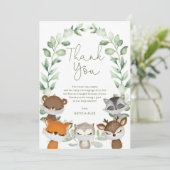 森林動物の仮想検疫ベビーシャワー サンキューカード (スタンド正面)